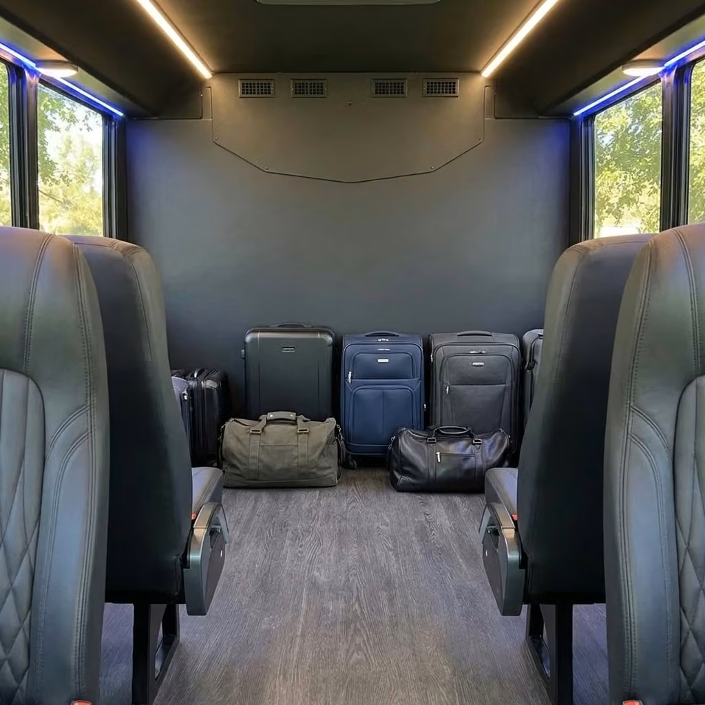 manhattan beach 20 passenger minibus luggage area