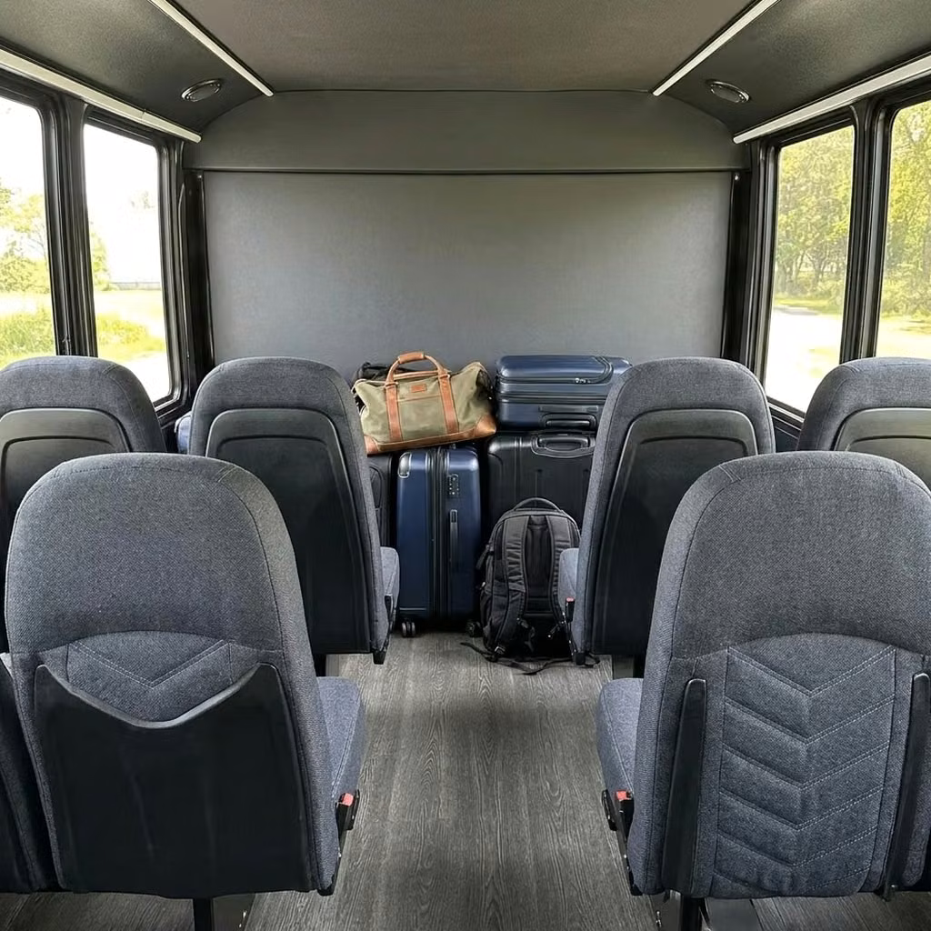 manhattan beach 25 passenger minibus luggage area