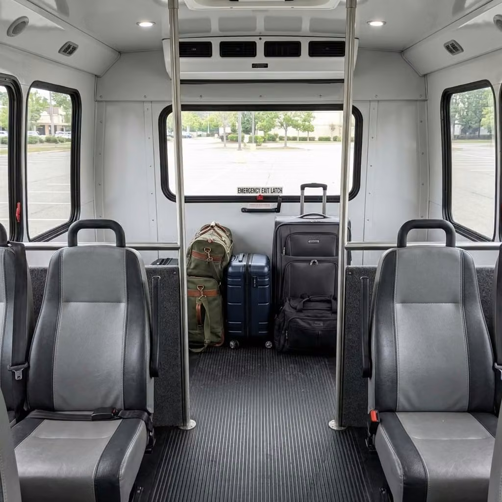manhattan beach 30 passenger minibus luggage area