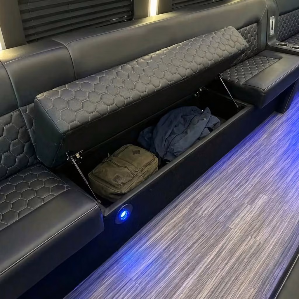 manhattan beach party bus under seat storage