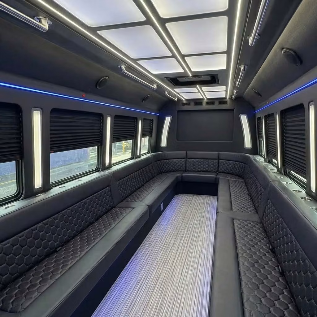 manhattan beach party bus wraparound seating