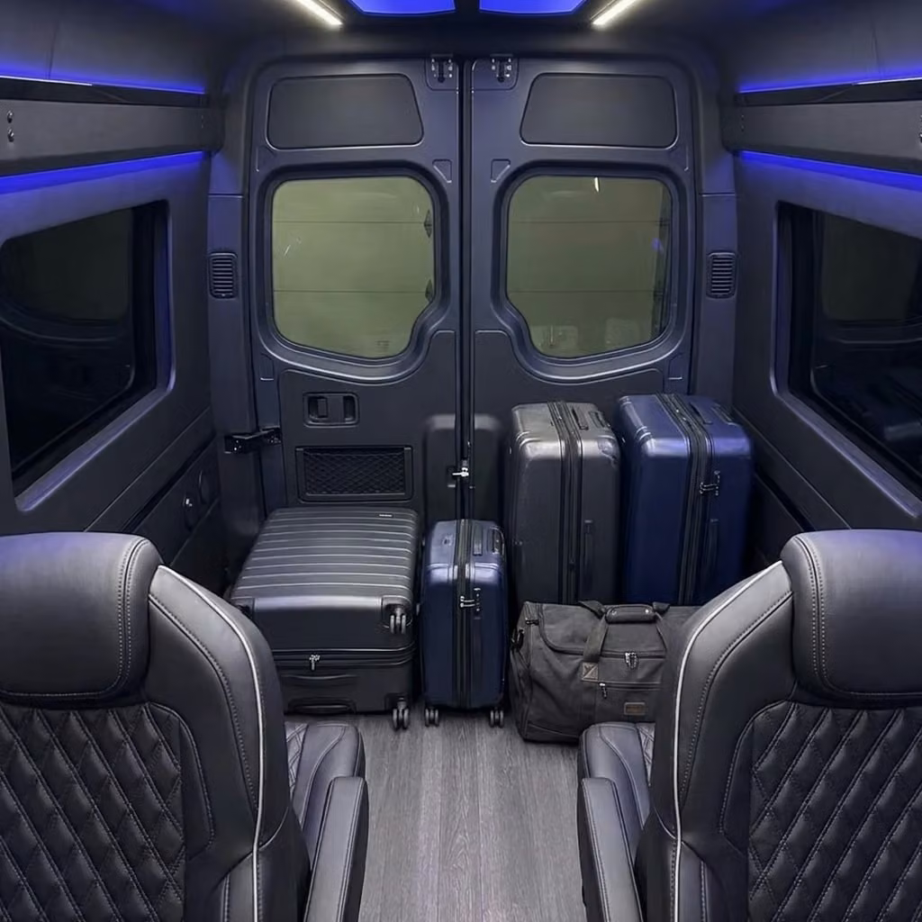 manhattan beach sprinter van rental with driver luggage area
